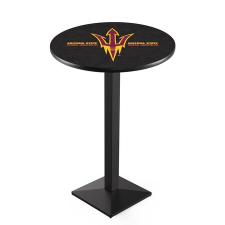 Holland Bar Stool Co 42" Blk Wrinkle Arizona State Pub Table, Pitchfork L217B4228ArizSt-F